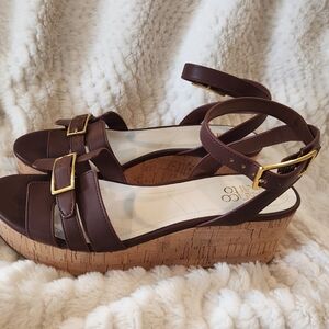 Franco Sarto Dark Brown Wedge Sandals